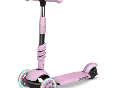 Trotineta de echilibru, cu scaun reglabil, detasabil, pentru copii, Ricokids, Cubi, cu 3 roti, lumini LED, ghidon reglabil, pana la 30 kg, Roz deschis - Img 2