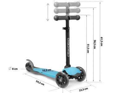 Trotineta de echilibru pentru copii, Ricokids, Loco, cu 3 roti, lumini LED, pliabila, ghidon reglabil, pana la 25 kg, Albastra - Img 2