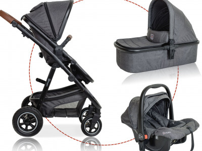 BabyGo - Carucior 3 in 1 Simplex, Grey Melange - Img 4