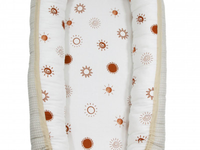 Babynest pentru copii, 80 x 50 cm, ajustabil, portabil, reductor patut, Tiny Star Sunshine & Beige - Img 1