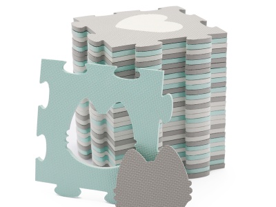 COVORAS DE JOACA KINDERKRAFT LUNO SHAPES, PUZZLE 3D, SPUMA, MINT - Img 4