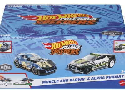 HOT WHEELS SET 2 MASINUTE METALICE PULL BACK MUSCLE AND BLOWN SI ALPHA PURSUIT 1:43 - Img 1