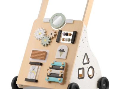 Premergator Impingator din lemn, tip carucior, pentru copii, Ricokids, RK-875, cu tabla de activitati, - Img 1
