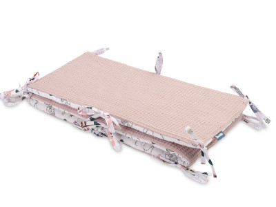 Protectie interioara de bumbac 100% pentru patut Sensillo VAFA 180x30 cm Vulpi Roz - Img 2