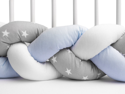 Protectie interioara pentru patut Sensillo 210 cm Albastru/Gri Stelute - Img 1