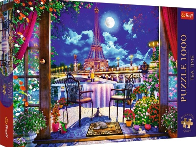 PUZZLE TREFL 1000 PREMIUM PLUS TEA TIME PARISUL IN LUMINA LUNII - Img 1