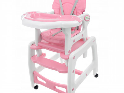 Scaun Pentru Hranire 3 in 1, cu Functie de Balansoar, joaca, scaun cu masa, Ecotoys, HC-223, Pink - Img 1