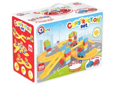 Set 100 de cuburi de constructie, pista de masinute, TechnoK - Img 2