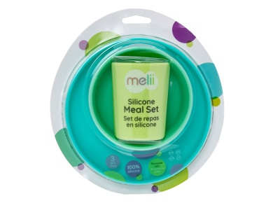 SET 3 RECIPIENTE SILICON HRANA BEBE, MELII, BLUE&LIME&MINT - Img 1