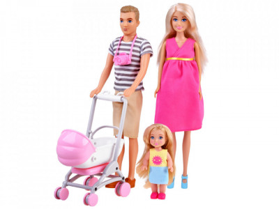 Set 4 papusi Anlily, Happy Family , cu carucior si accesorii - Img 1