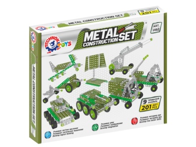 Set de construit metalic, TechnoK, 9 modele de vehicule militare, 201 de piese - Img 1