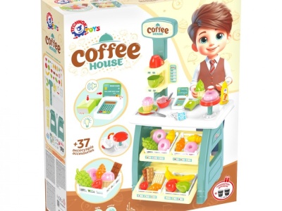 Tejghea de vanzari cafenea, Technok, cu efecte sonore si accesorii, casa de marcat, cititor de card, prajituri si fructe - Img 2
