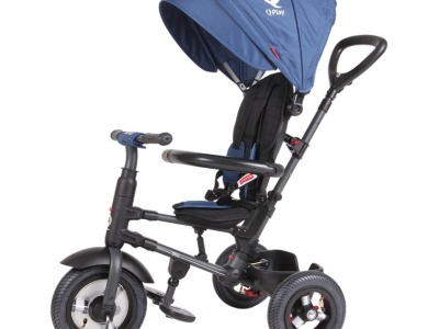 Tricicleta cu roti de cauciuc Qplay Rito Rubber Albastru Inchis - Img 4
