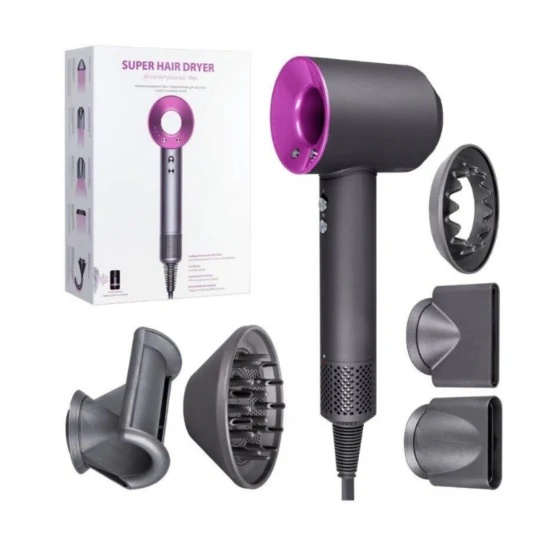 Uscator de par 5 in 1, Smartix, motor digital 1600W, duze magnetice, ionizare puternica, 4 trepte temperatura, 3 viteze, silentios, filtru detasabil, gri-mov - Img 5