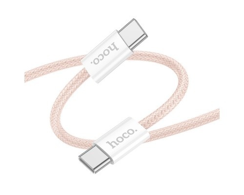 Cablu Type-C la Type-C, Hoco X104, PD60W, QC3.0, Braided, 1m, roz