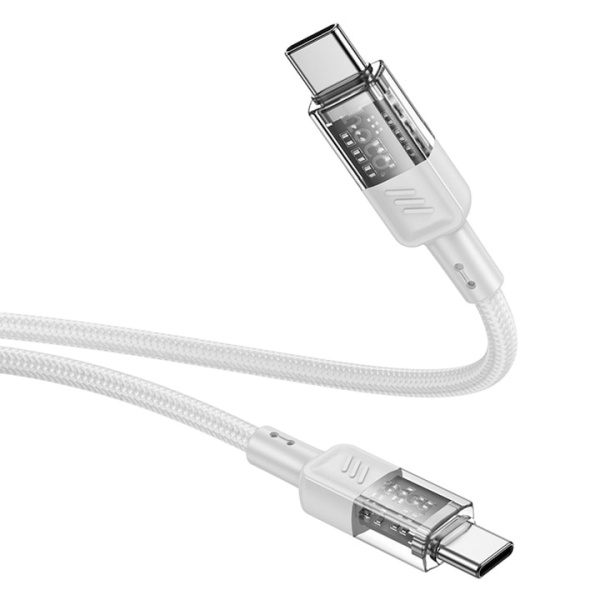 Cablu USB-C la Lightning, Hoco U129, PD27W, QC3.0, Crystal, 1.2m, gri