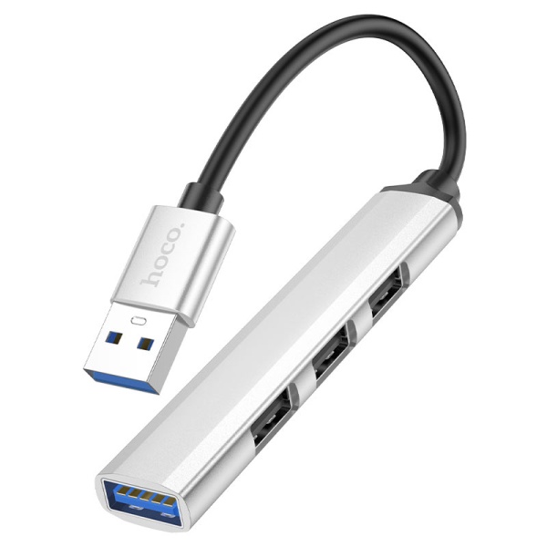 Hub Adaptor Multiport USB-A la USB-A, Hoco HB26 OTG 3.0 + 3x USB-A 2.0, gri