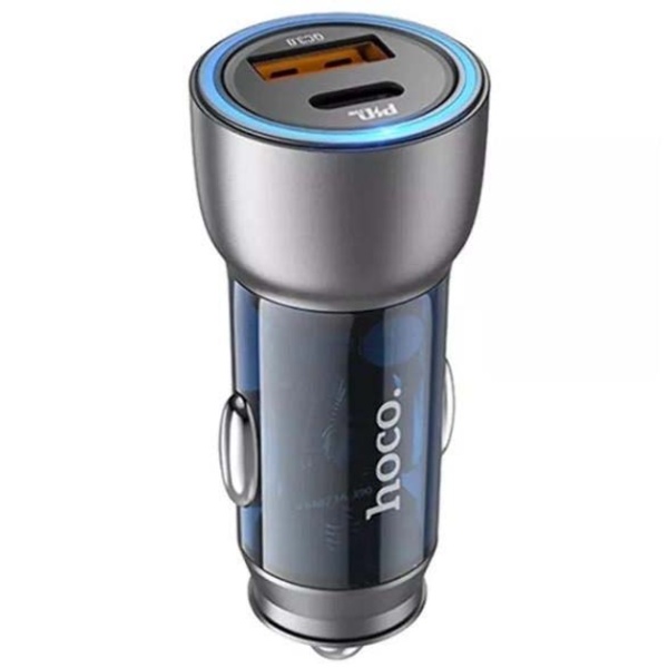 Incarcator Auto Hoco NZ8, 25W, 1xUSB-C, 1xUSB-A, PD, QC 3.0, albastru