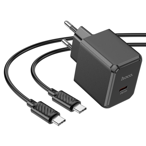 Incarcator Retea + Cablu Lightning, Hoco CS13A, 20W, 1xUSB-C, PD, negru