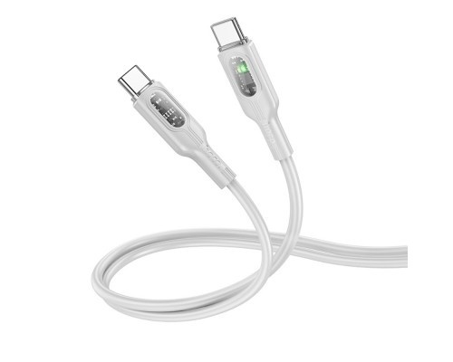 Cablu Type-C la Type-C, Hoco U120, PD60W, QC3.0, 3A, LED Power, 1.2m, gri
