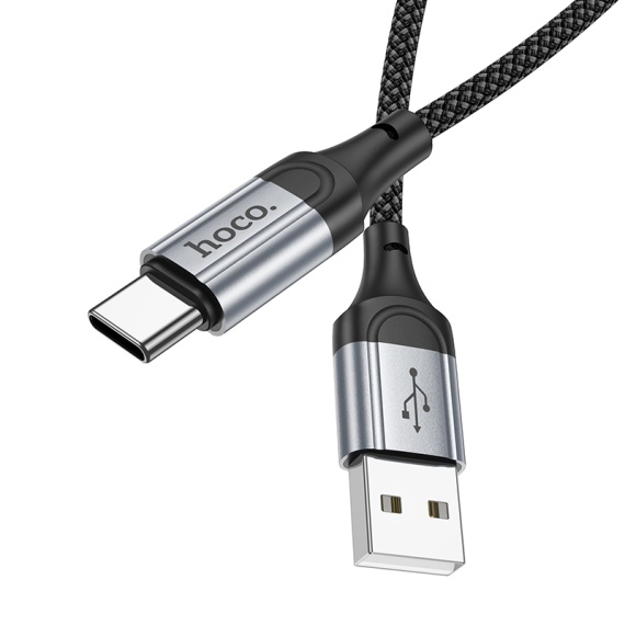 Cablu USB-A la USB-C, Hoco X102, 3A, Braided, 1m, negru