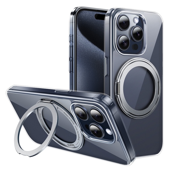Husa iPhone 15 Pro Hoco AS1, MagSafe, Ring Stand, frosted clear, protectie premium