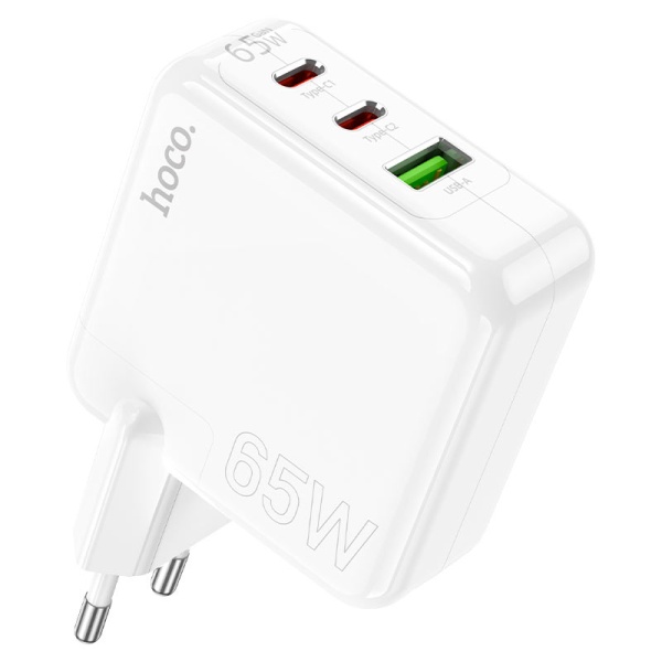 Incarcator Retea Hoco C115A, 65W, 2xUSB-C, 1xUSB-A, PD, QC 3.0, alb
