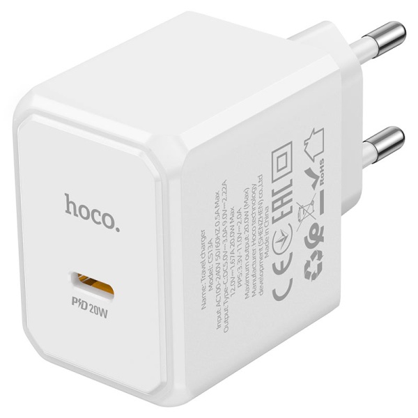 Incarcator Retea Hoco CS13A, 20W, 1xUSB-C, PD, alb