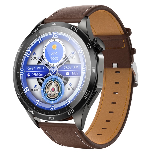 Smartwatch barbati Hoco Y21, ecran AMOLED 1.43", BT 5.0, apeluri Bluetooth, baterie 250mAh, curea piele, metal grey