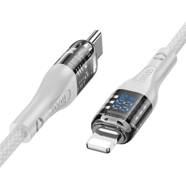 Cablu USB-C la Lightning Hoco U115, PD20W, QC3.0, LED, 1.2m, gri