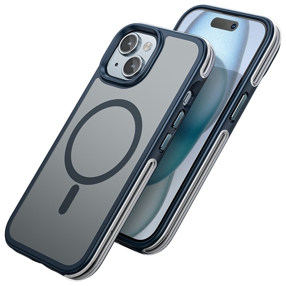 Husa iPhone 15 Plus Hoco AS5, MagSafe, GripEdge, protectie premium, albastru