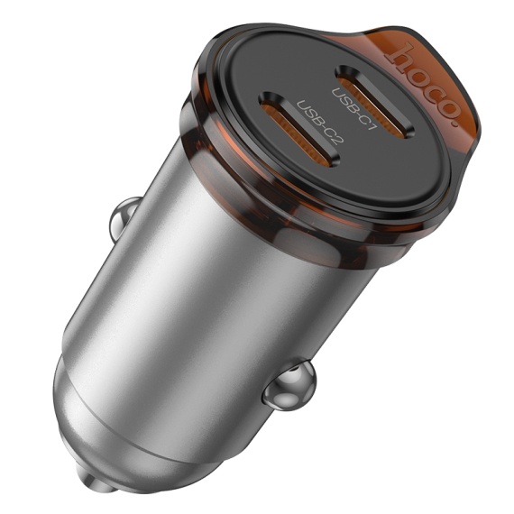 Incarcator Auto Hoco NZ16B, PD45W, 2xUSB-C, gri