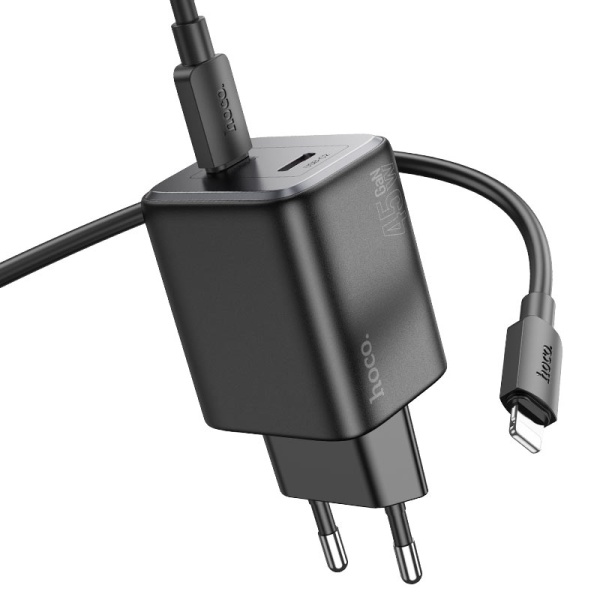Incarcator Retea + Cablu Lightning, Hoco N42, 45W, 2xUSB-A, negru