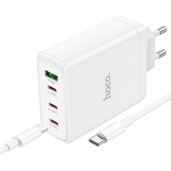Incarcator Retea Hoco N31, GaN, 100W, 3xUSB-C, 1xUSB-A, PD, QC 3.0, alb