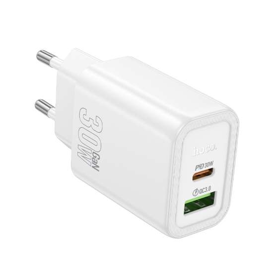 Incarcator Retea Hoco N63, PD20W, 1xUSB-C, 1xUSB-A, alb