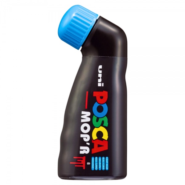 Marker UNI Posca mop'r PCM22, varf rotund buretat 3.0-19.0mm, albastru deschis - M1420