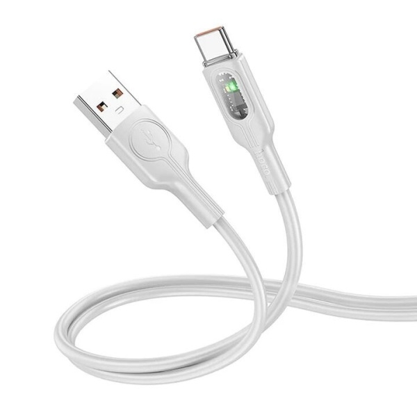 Cablu USB-A la Lightning, Hoco U120, 2.4A, LED Power, 1.2m, gri