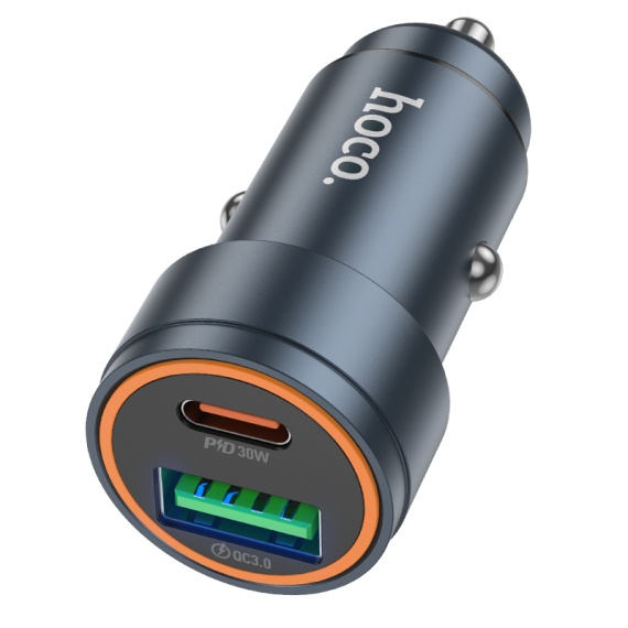 Incarcator Auto Hoco Z57A, PD30W, 1xUSB-C, 1xUSB-A, gri