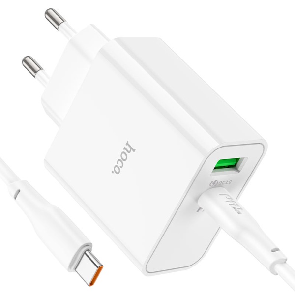 Incarcator Retea Hoco C113A, 65W, 1xUSB-C, 1xUSB-A, PD, QC 3.0, alb