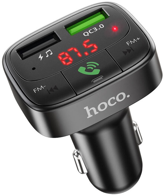 Modulator FM | Bluetooth, Hoco E59, 18W, 5V, 3.1A, 2xUSB-A, QC 3.0, negru