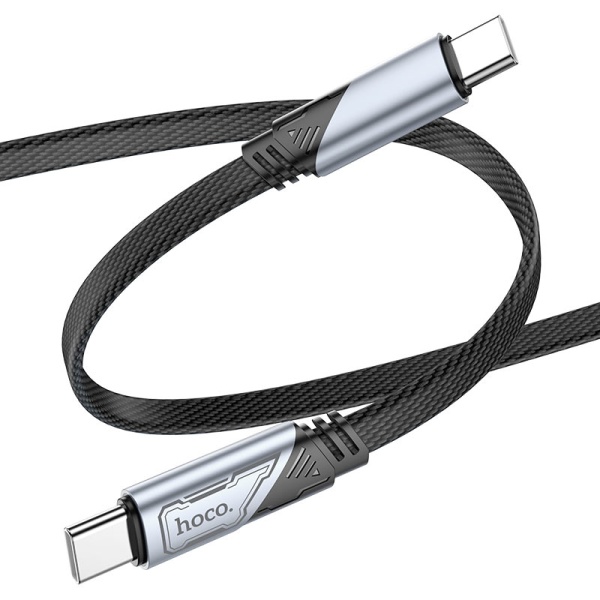 Cablu Type-C la Type-C, Hoco U119, PD60W, QC3.0, Flat, 1.2m, negru