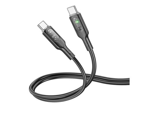 Cablu Type-C la Type-C, Hoco U120, PD60W, QC3.0, 3A, LED Power, 1.2m, negru