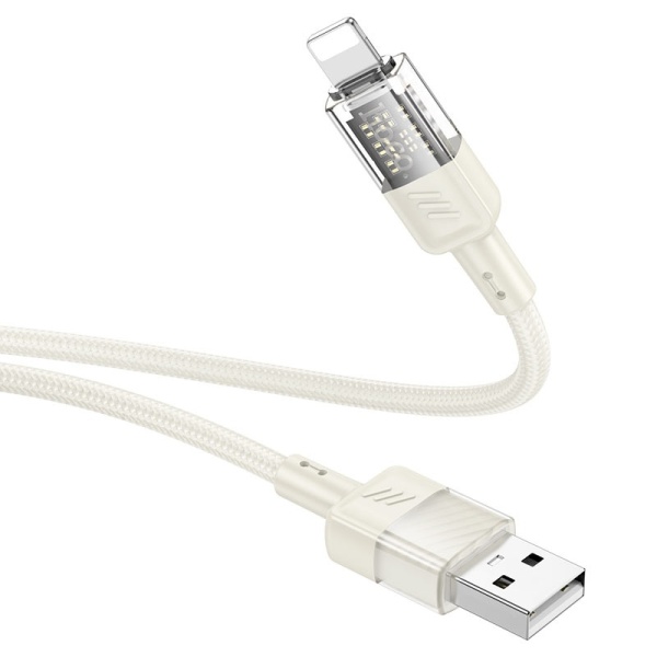 Cablu USB-A la Lightning, Hoco U129, 18W, 2.4A, Crystal, 1.2m, auriu