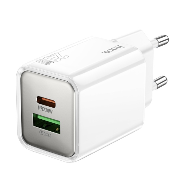 Incarcator Retea Hoco N46, PD20W, 1xUSB-C, 1xUSB-A, alb