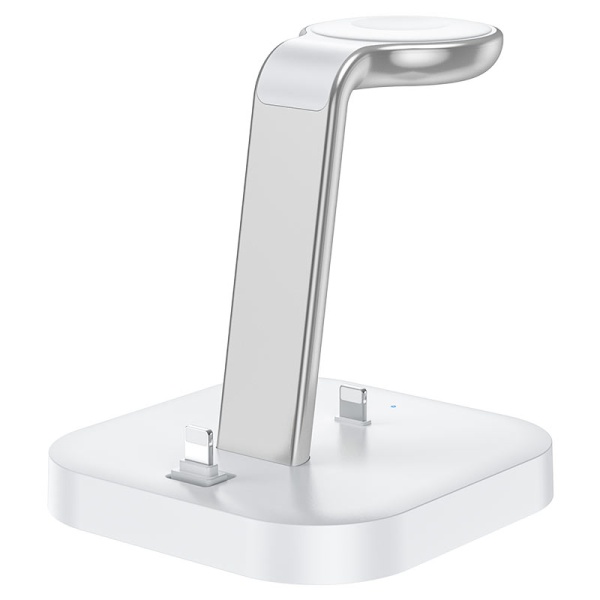 Incarcator Wireless Hoco CW43, 2 x Lightning Output, 5W, 5V, 2.4A, Qi Charging, 3 in 1, alb