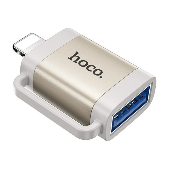 Adaptor USB-A la Lightning, OTG Hoco UA31A, transfer date, gri
