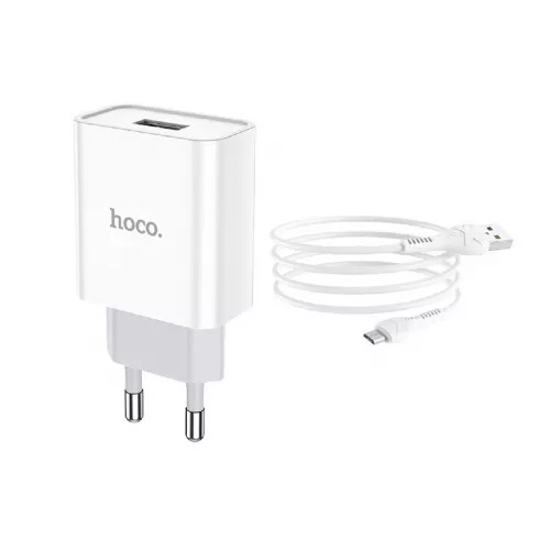 Incarcator Retea Hoco C80A Plus, 20W, 5V, 3.1A, 1xUSB-C, 1xUSB-A, PD, QC 3.0, alb