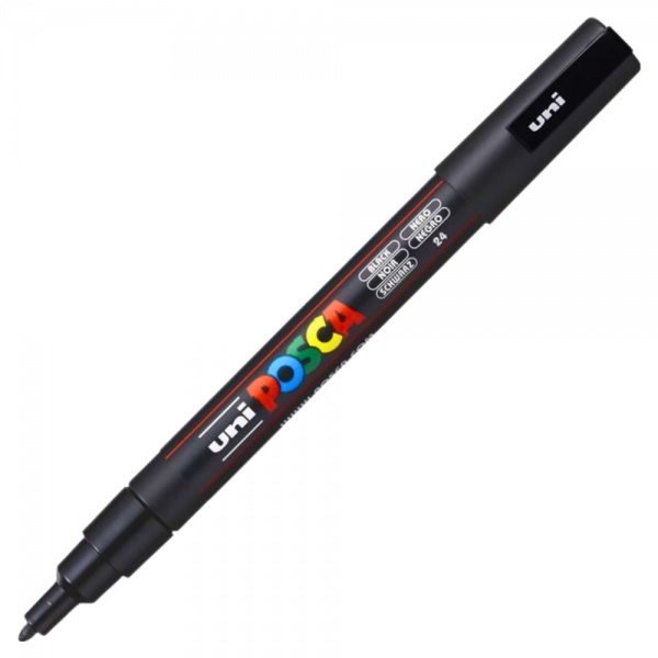 Marker UNI Posca PC-3M, varf rotund, 0.9-1.3mm, negru - M196
