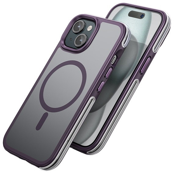 Husa iPhone 15 Pro Hoco AS5, MagSafe, GripEdge, magneti, Frosted, violet-gri