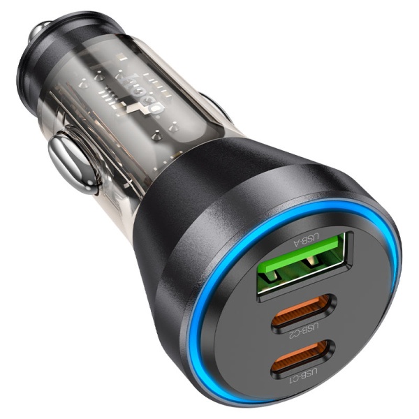 Incarcator Auto Hoco NZ12D, 60W, 2xUSB-C, 1xUSB-A, PD, QC 3.0, negru